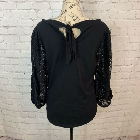 Anthropologie Nina lace sleeves Top size Small balloon sleeve 100% cotton - Picture 6 of 11